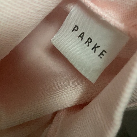 Parke Pink Mock Neck Sweatshirt Brown Varsity lettering size XXL - Picture 7 of 8